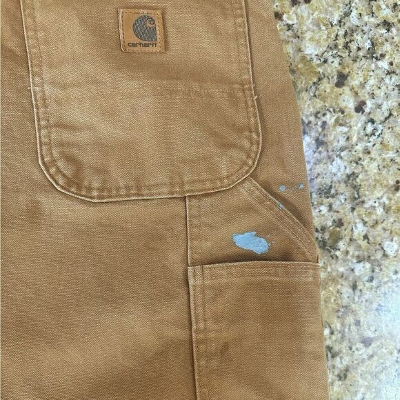 VTG Carhartt Men 44x32 Carpenter Canvas Dungaree Pants Brown Union Made USA B11 - Picture 6 of 16